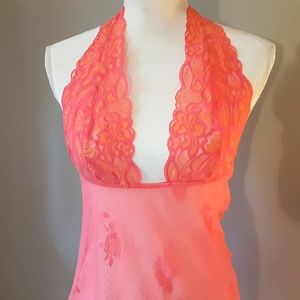 Frederick's of Hollywood Plunge Lace Halter Baby Doll